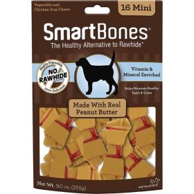 SmartBones Peanut Butter Dog Chews - Mini - 2" Long -  (16 Pack)
