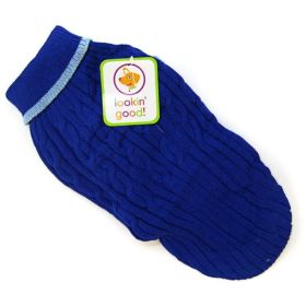 Fashion Pet Cable Knit Dog Sweater - Blue - Small)