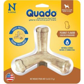 N-Bone Quado Interactive Dog Treat - Peanut Flavor  -1 Pack - Dogs 13-40 lbs