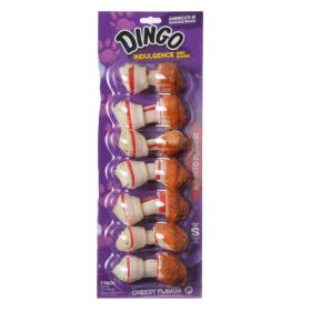 Dingo Indulgence Cheese Flavor Meat & Rawhide Chews Mini - 7 Pack (2.5" Bones)
