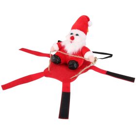 Pet Christmas Costumes Red Winter Coat for Dog Riding Santa Claus with Bell Clothes New Year Outfit (size: M)