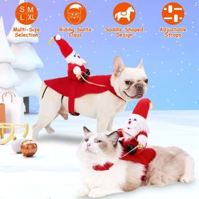 Pet Christmas Costumes Red Winter Coat for Dog Riding Santa Claus with Bell Clothes New Year Outfit (size: XL)