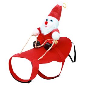 Pet Christmas Costumes Red Winter Coat for Dog Riding Santa Claus with Bell Clothes New Year Outfit (size: L)