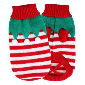Christmas Turtleneck Sweater Dog Cat Christmas Clothes Snowman Stripes Costume (Type: Furball, size: L)
